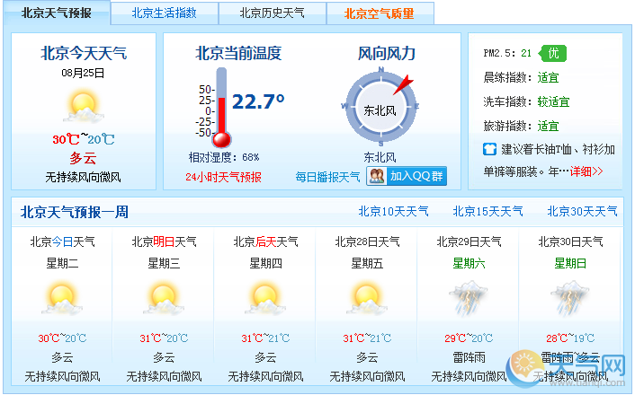 北京天气预报30天查询（八月北京天气预报30天查询）